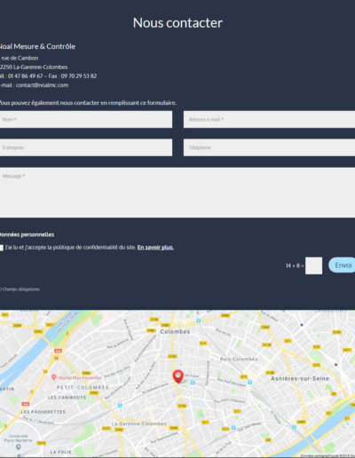 Noal Mesure & Contrôle - formulaire contact et plan d'accès