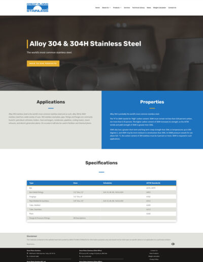 Great Plains Stainless - Alloy 304