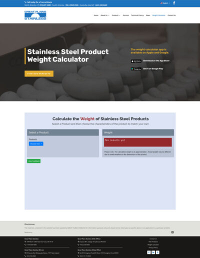 Great Plains Stainless - Weight Calculator